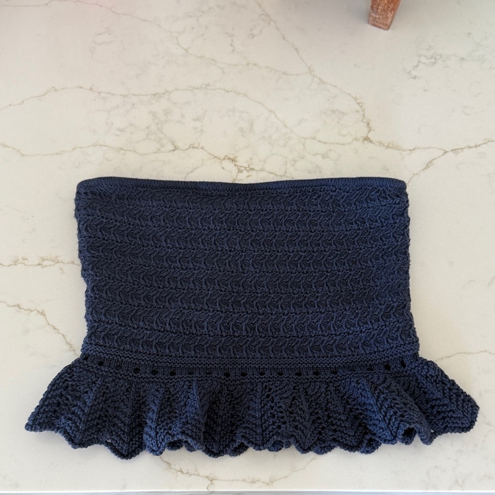 American Eagle Navy Knit Sweater with Label Detail